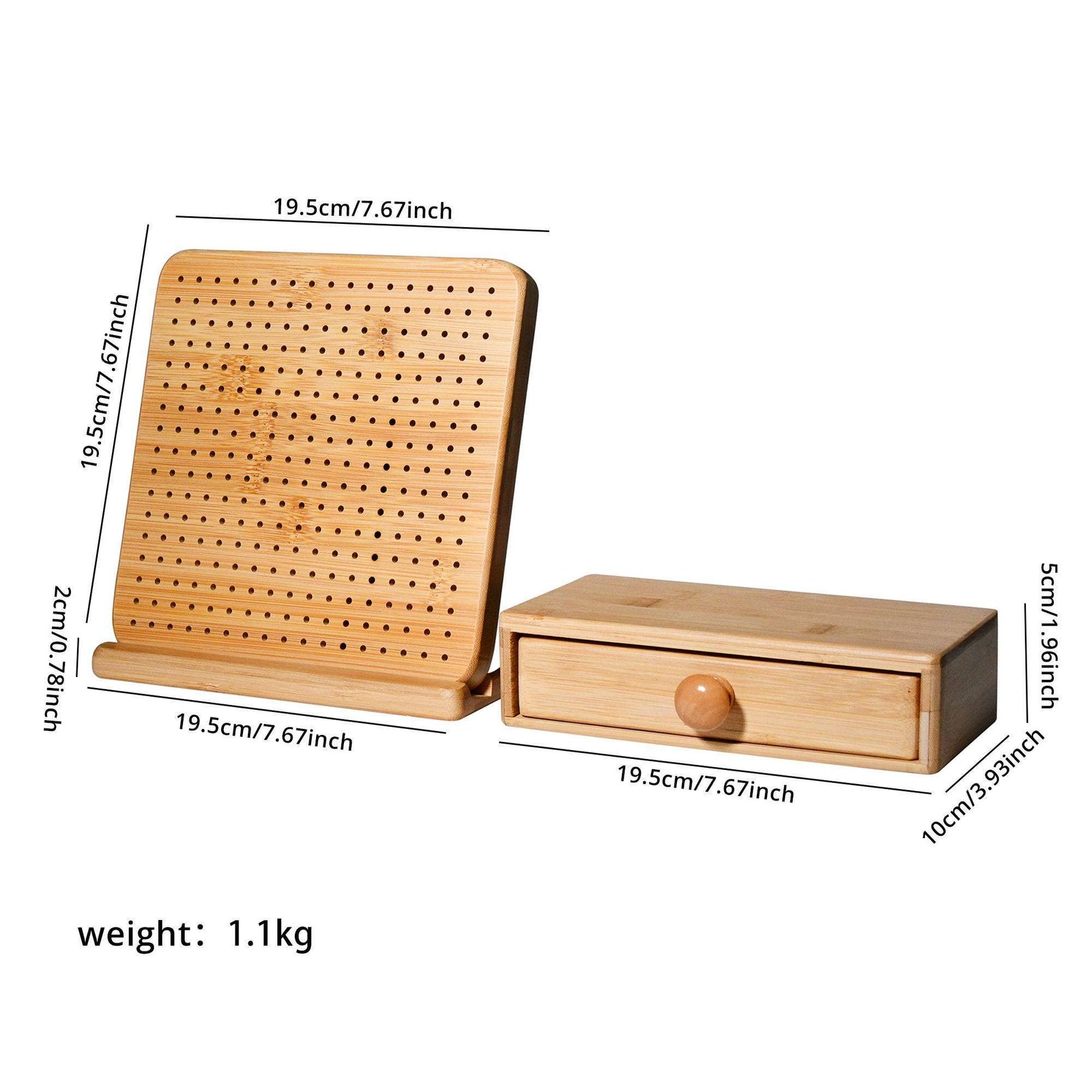 NewEle 11.6 Inch Crochet Blocking Board With Storage Drawer - Acacia & Bamboo Granny Square Blocking Board With 20 Pins